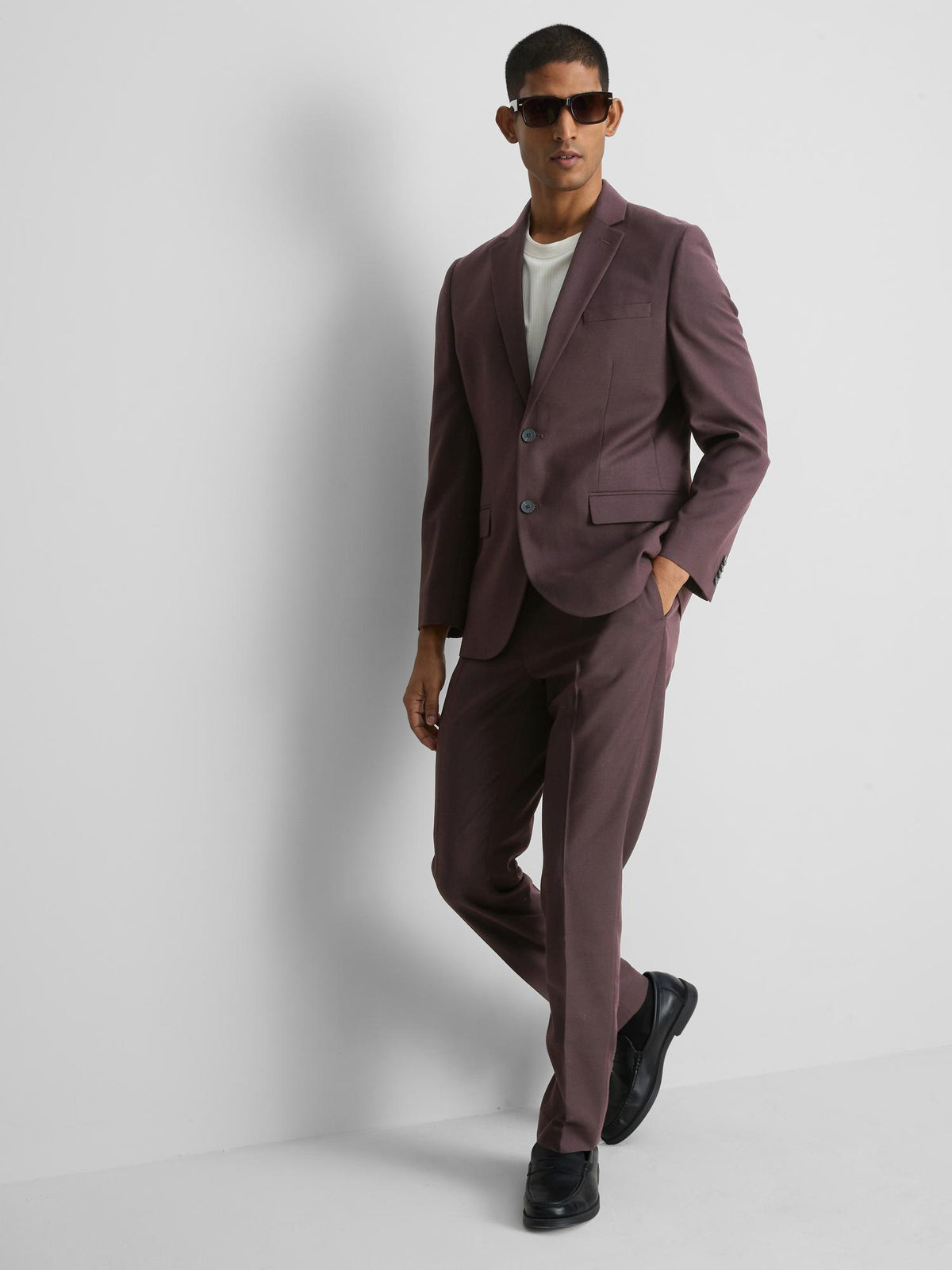 Slim Fit Suit Jacket - Burgundy