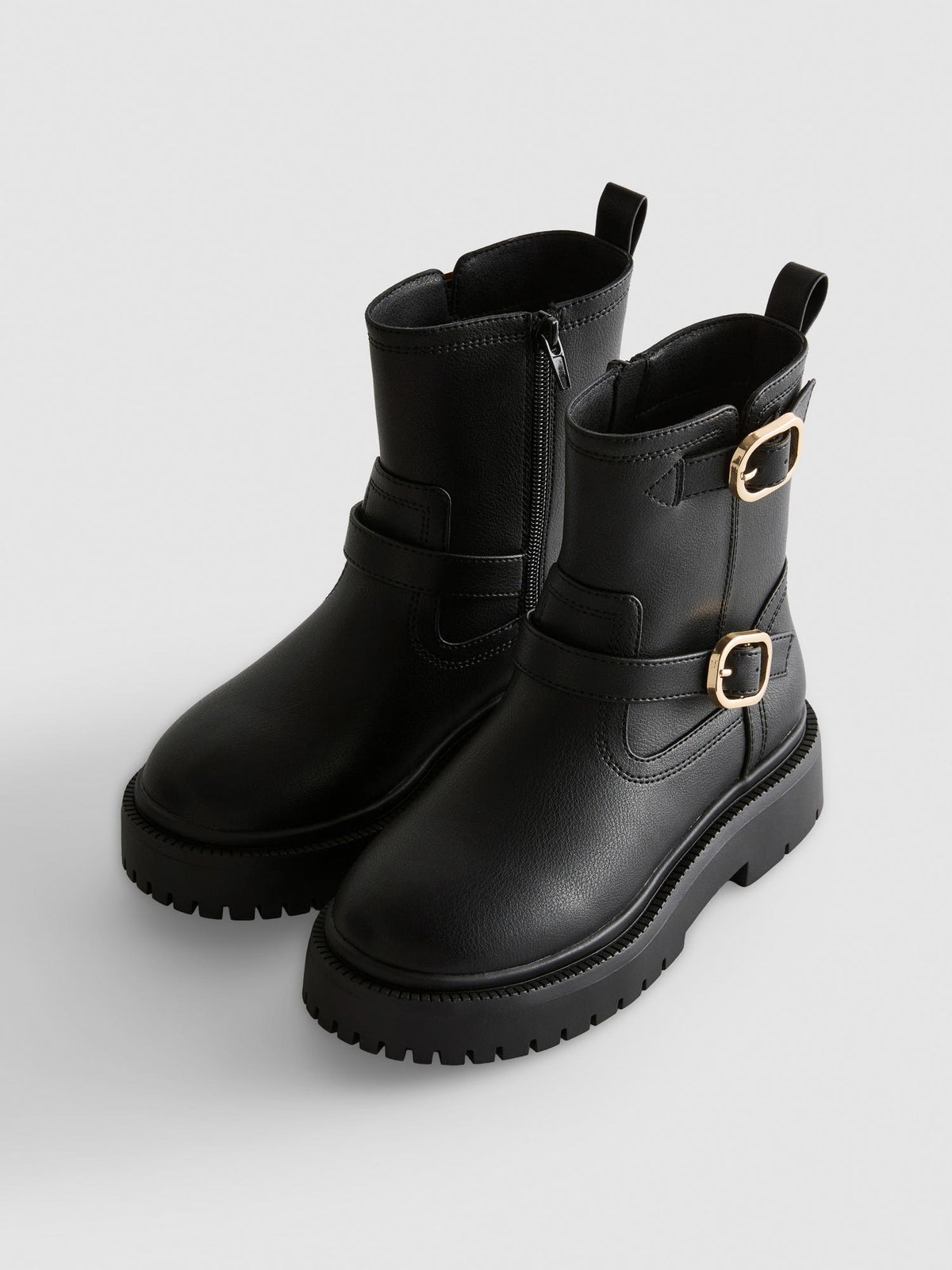 Buckle Detail Ankle Boots - Black