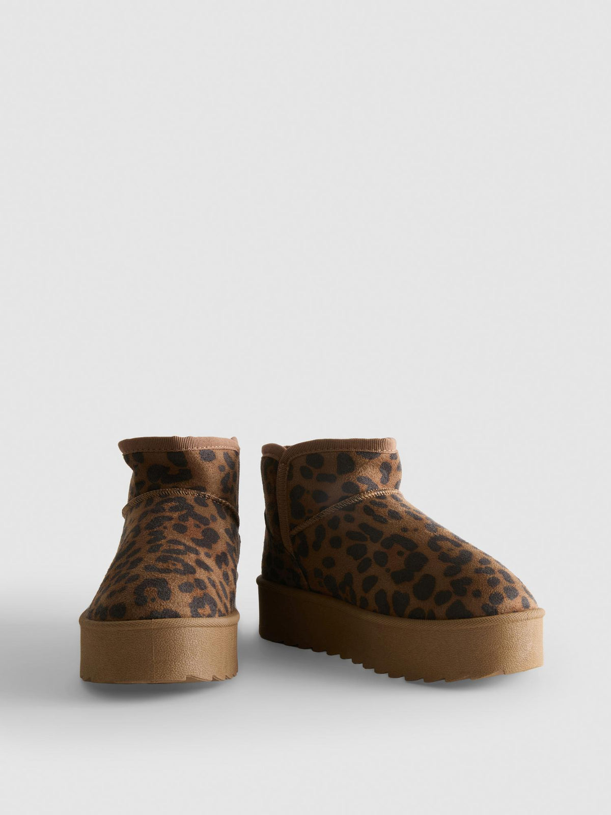 Leopard Print Platform Snug Ankle Boots - Multi