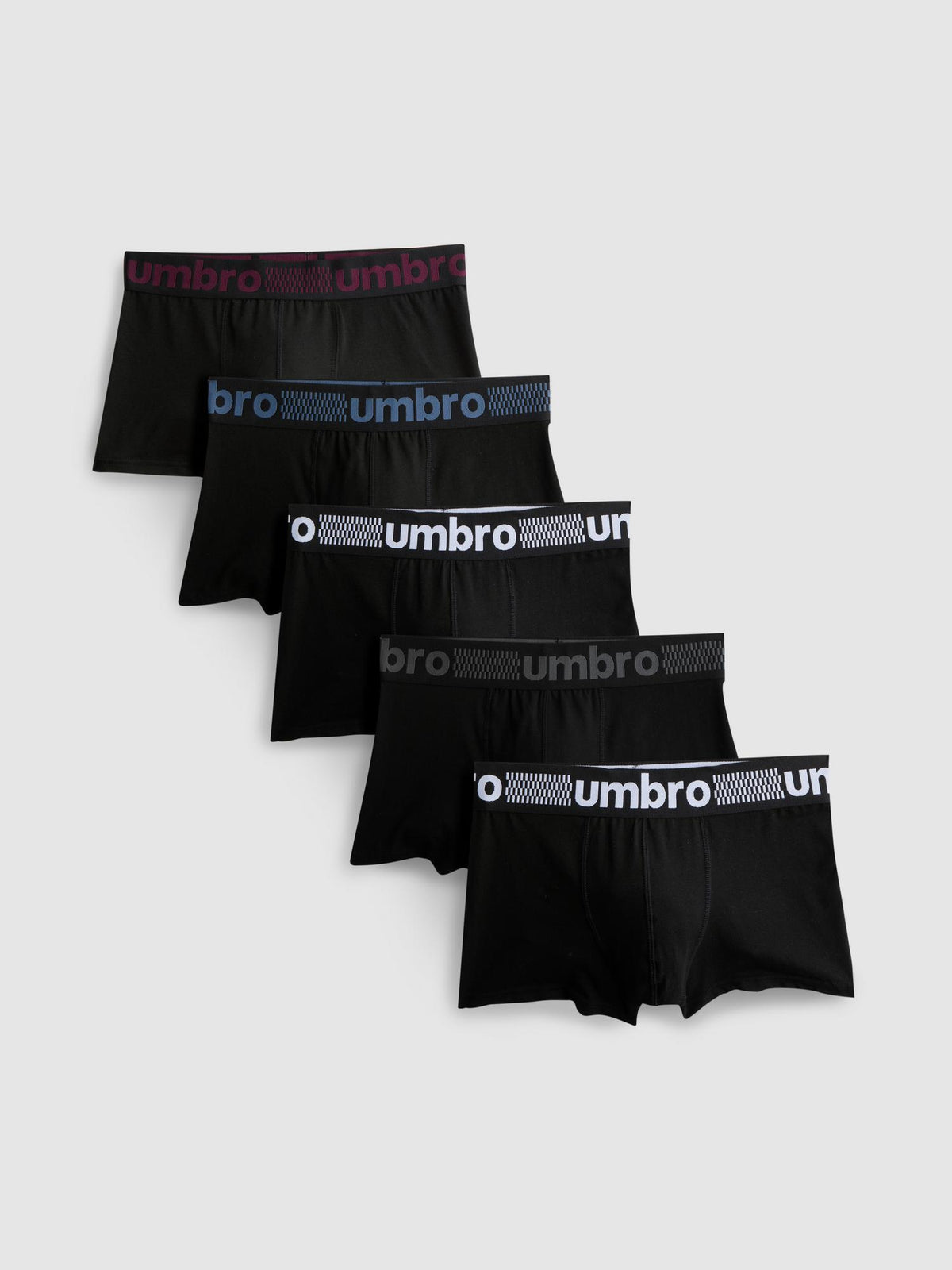 5pk Umbro Logo Waistband Trunks - Burgundy