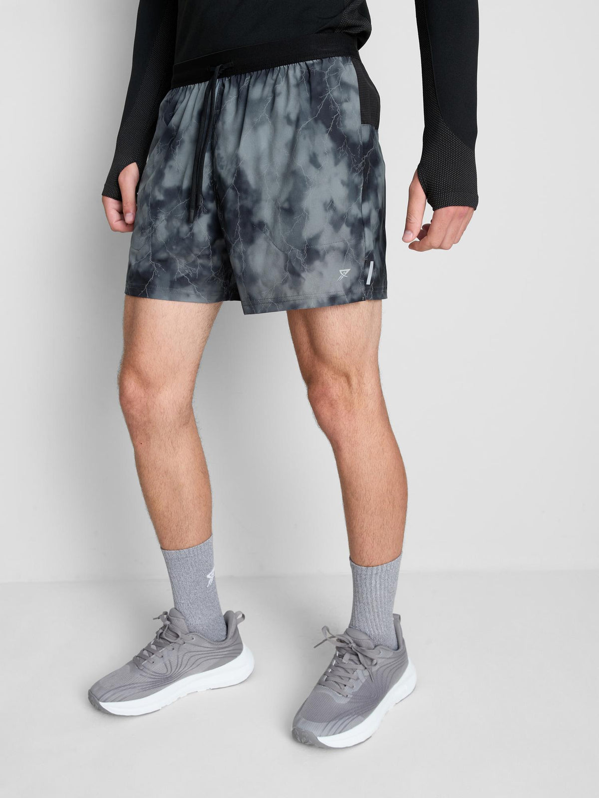 Reflective Printed Running Shorts - Black