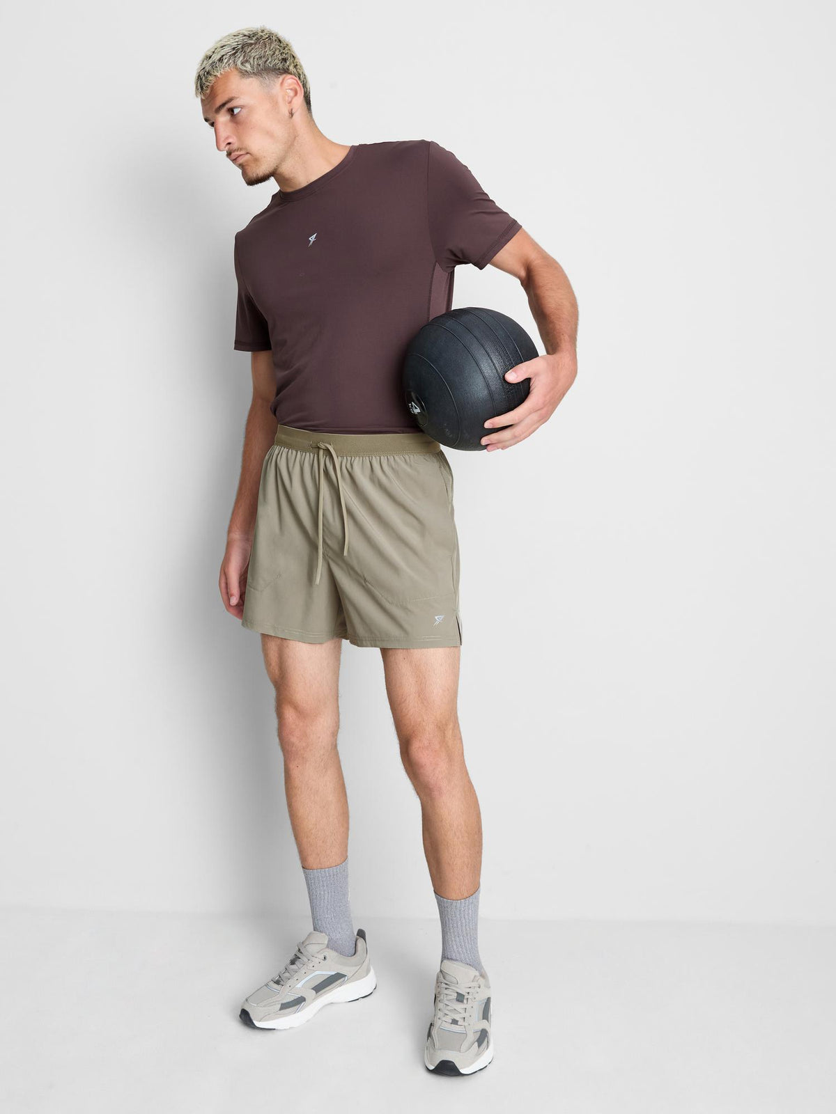 Drawstring Gym Shorts - Khaki