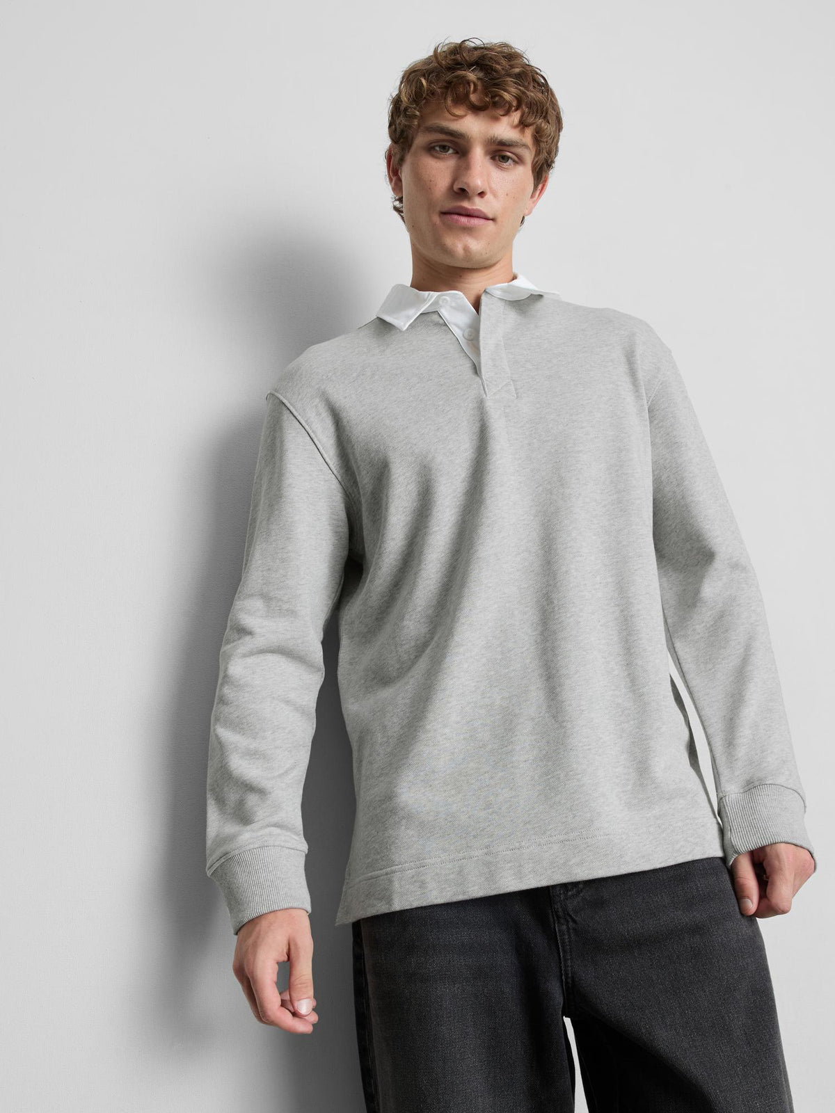 Cotton Rich Rugby Polo Shirt - Grey