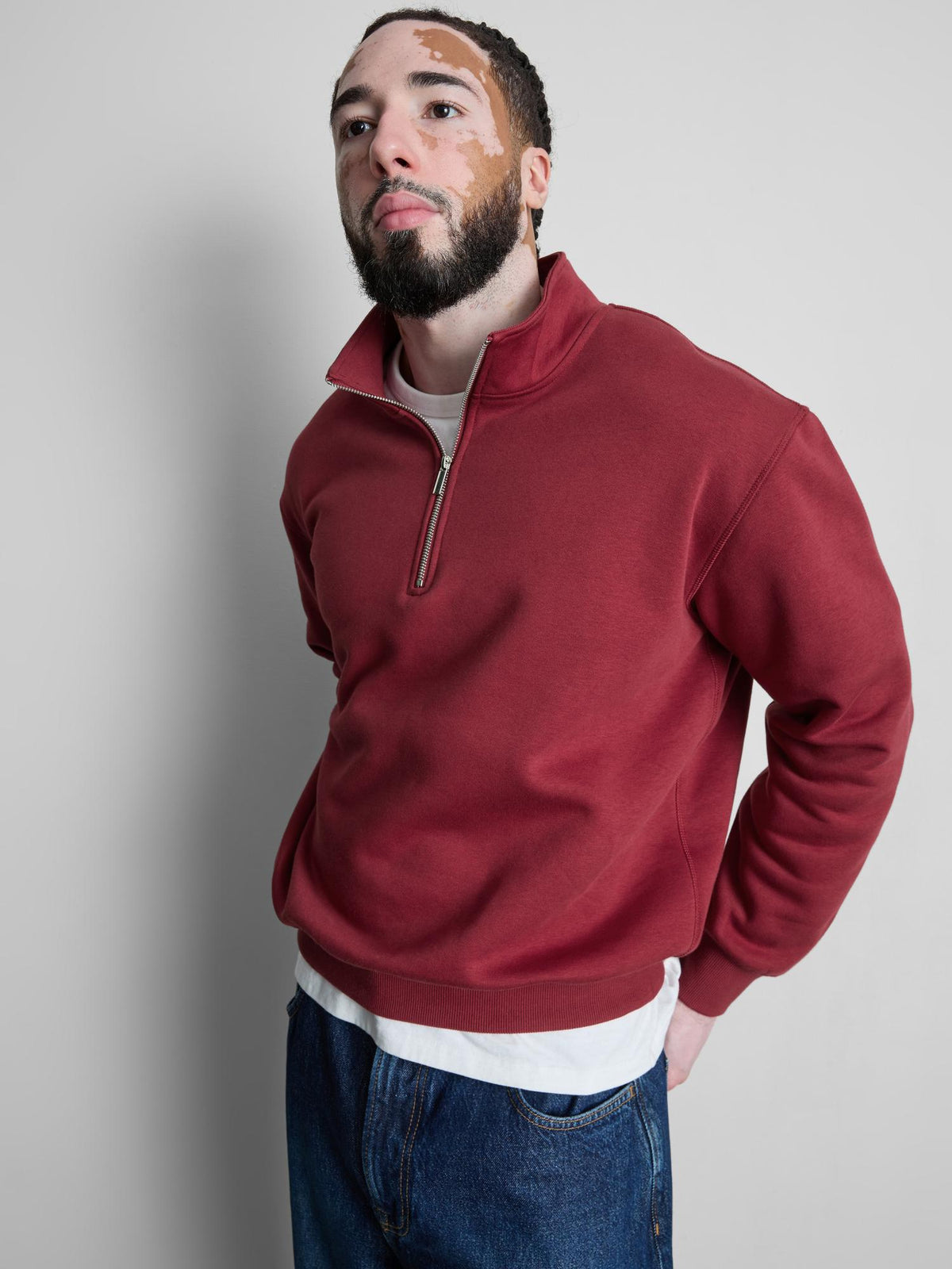 Half-Zip Sweatshirt - Dark Red