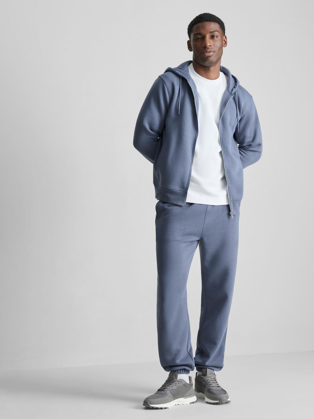 Regular Fit Cotton Blend Zip-Through Hoodie - Blue