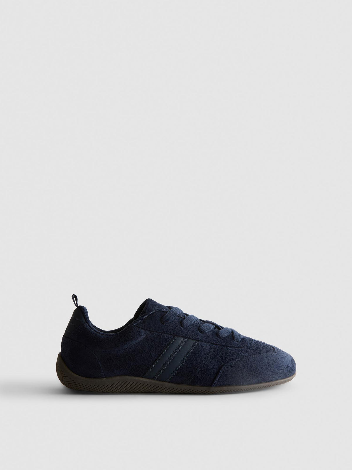 Faux Suede Lace-Up Trainers - Navy