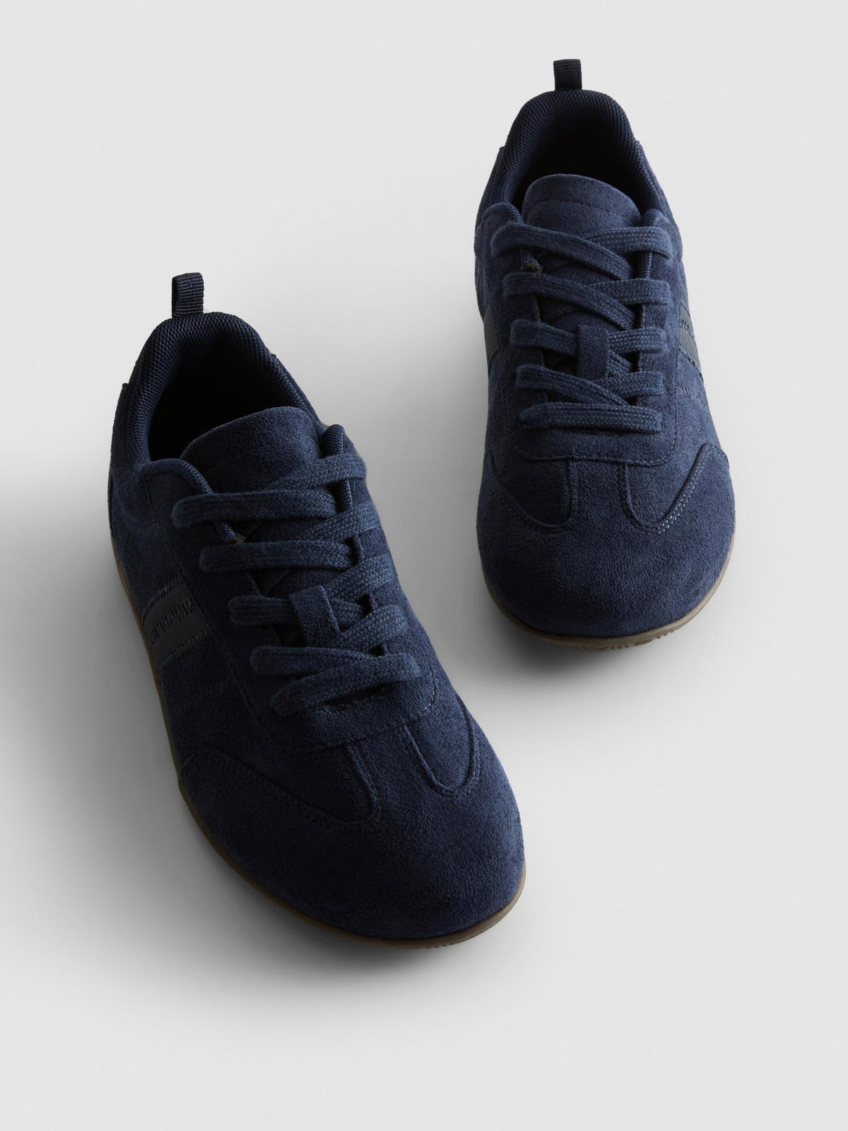 Faux Suede Lace-Up Trainers - Navy