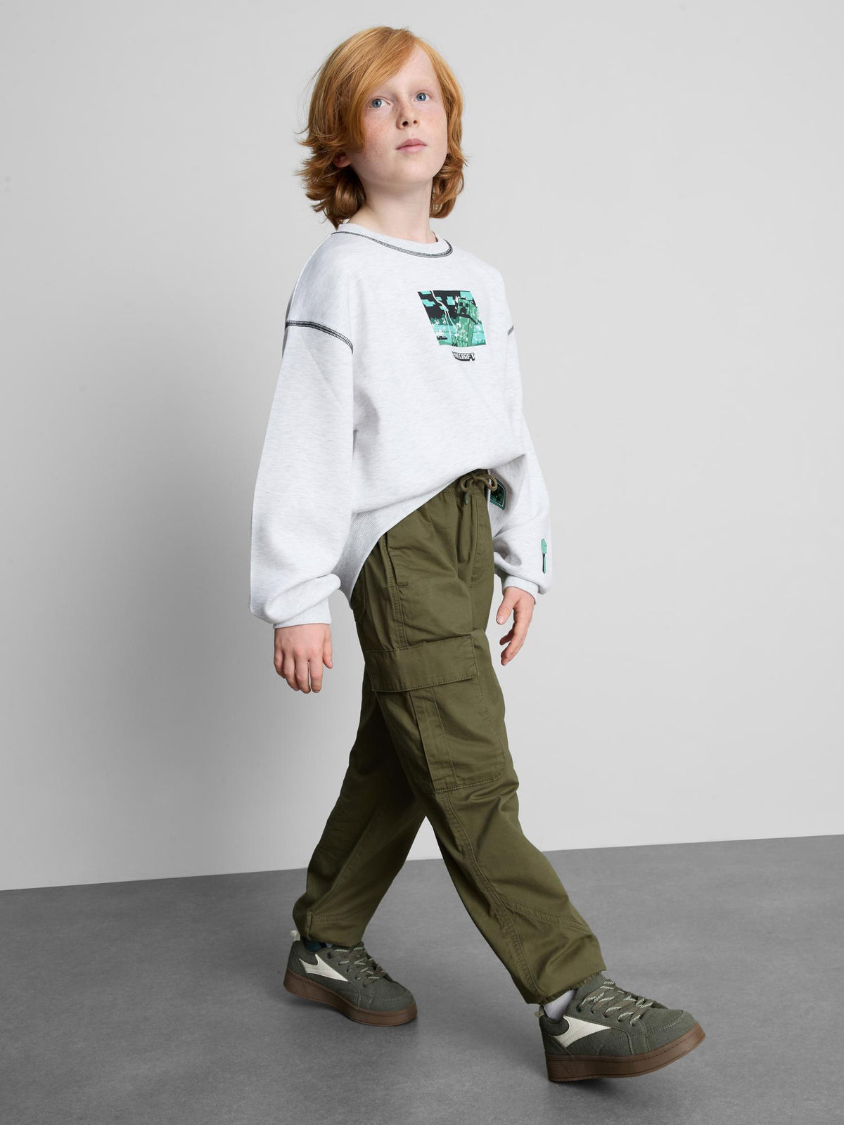 7-15yrs | Pure Cotton Cuffed Cargo Trousers - Khaki