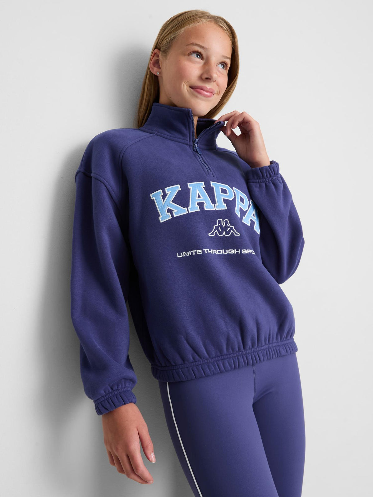 7-15yrs | Kappa x Primark Half-Zip Funnel Neck Sweatshirt - Navy
