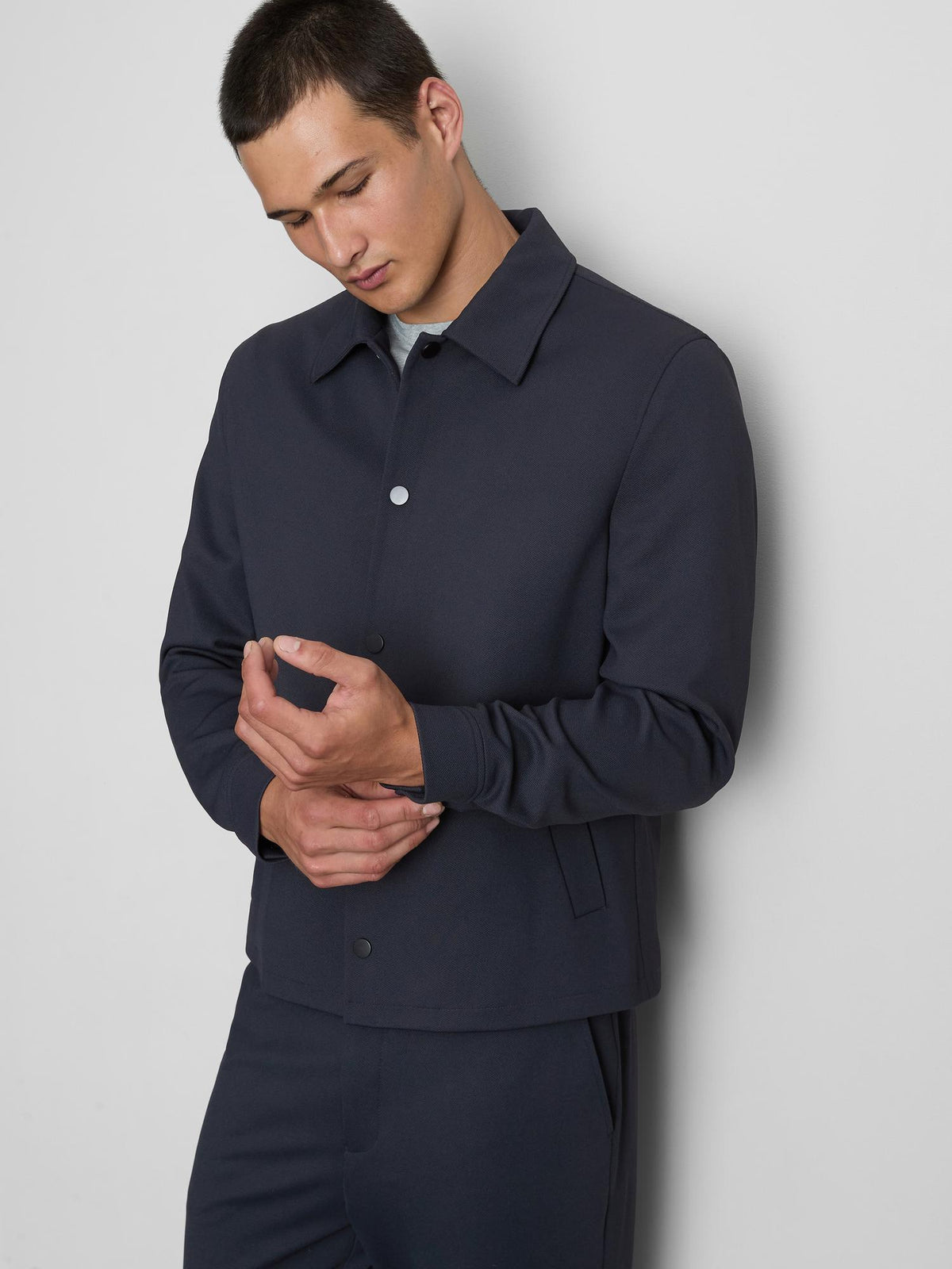 The Edit Regular Fit Collared Jacket - Navy