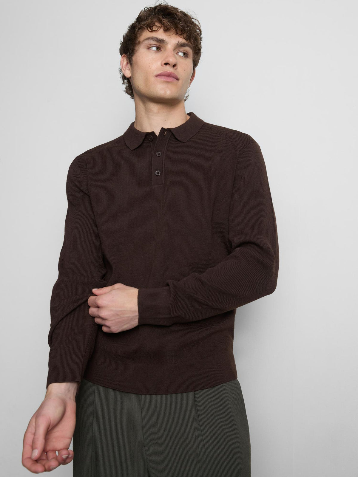 Knitted Polo Shirt - Brown
