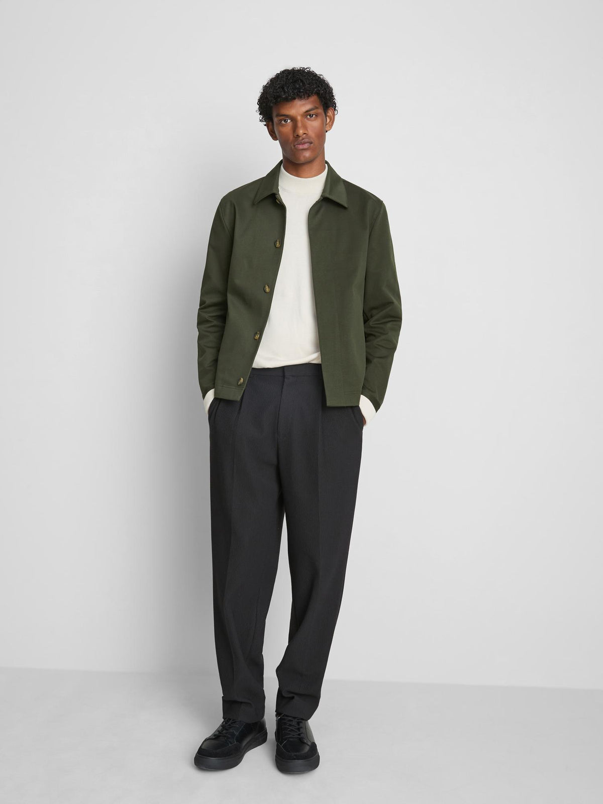 The Edit Regular Fit Collared Jacket - Khaki