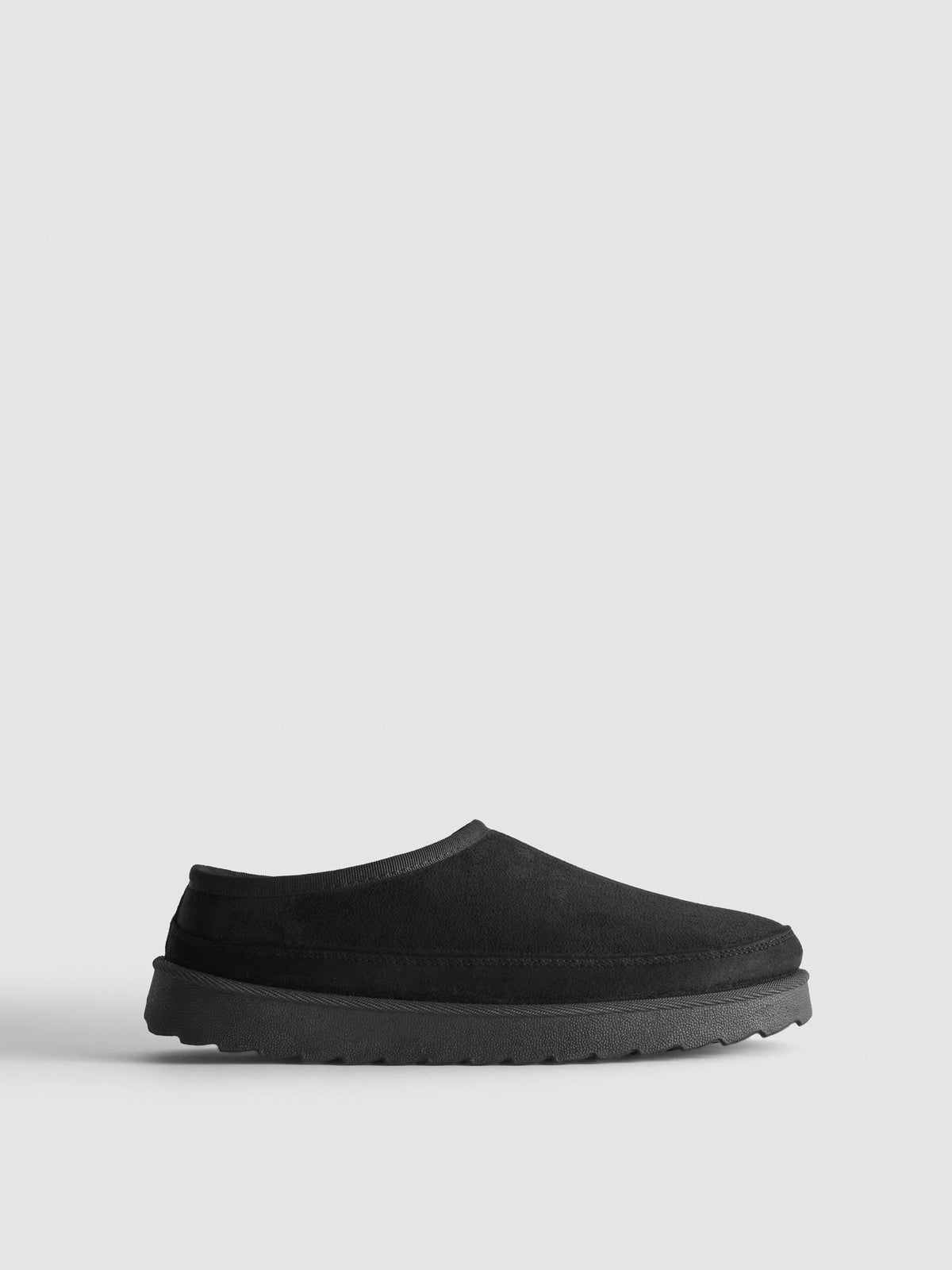 Faux Suede Fleece Lined Slippers - Black