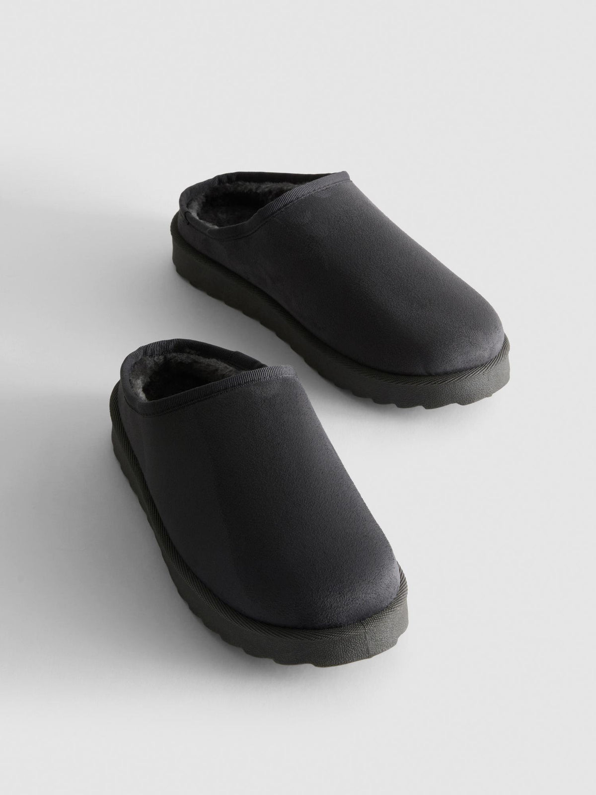 Faux Suede Mule Slippers - Charcoal