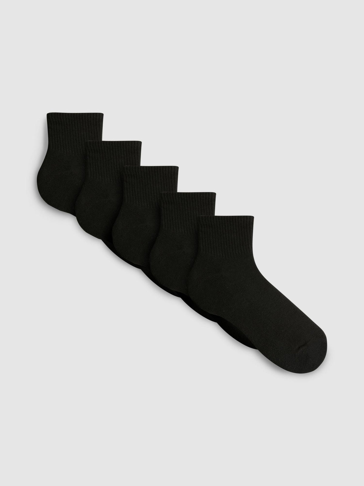 5pk Ribbed Crew Socks - Black