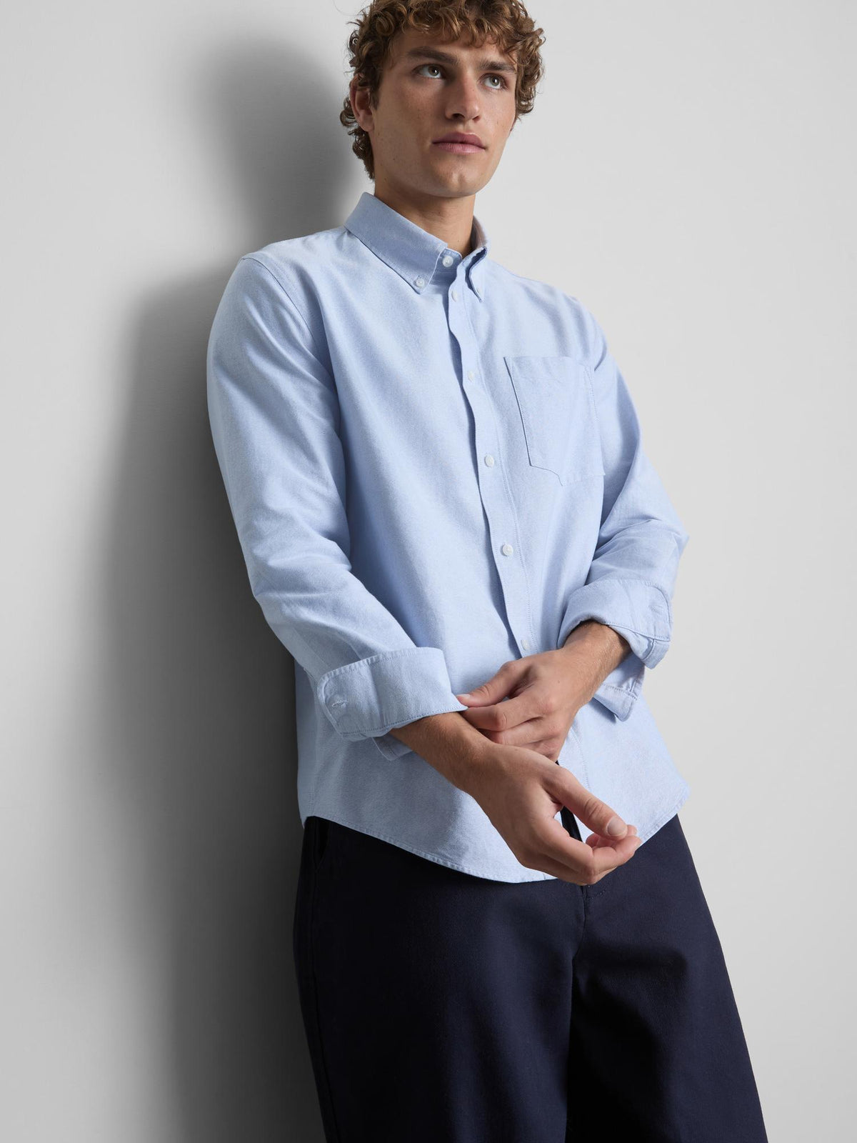 Pure Cotton Regular Fit Oxford Shirt - Light Blue