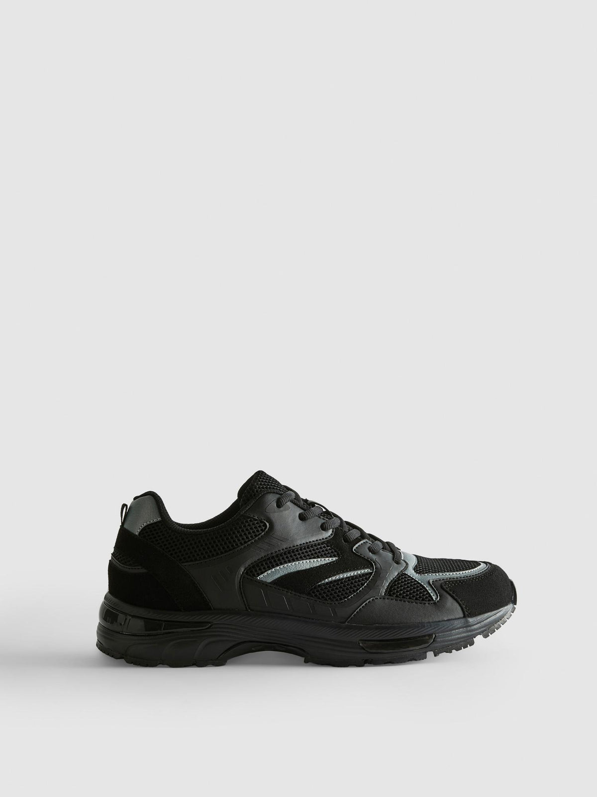 Panelled Lace-Up Trainers - Black