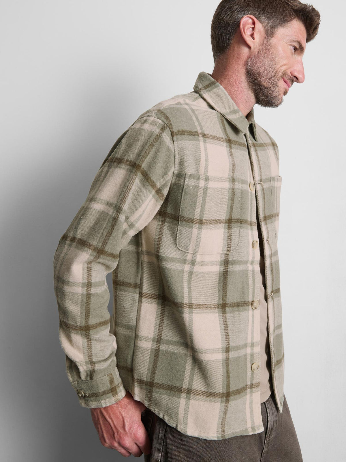Check Button-Up Overshirt - Green