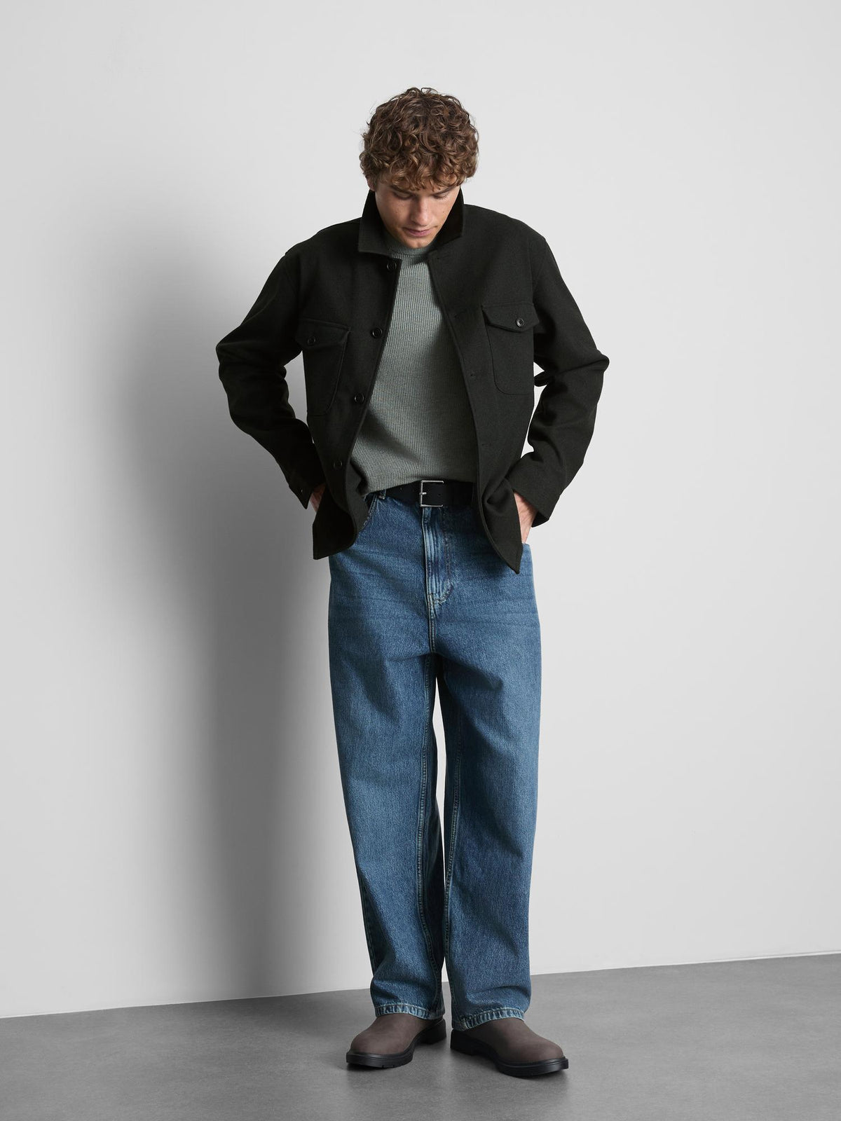 Button-Down Twill Overshirt With Chest Pockets - Olive