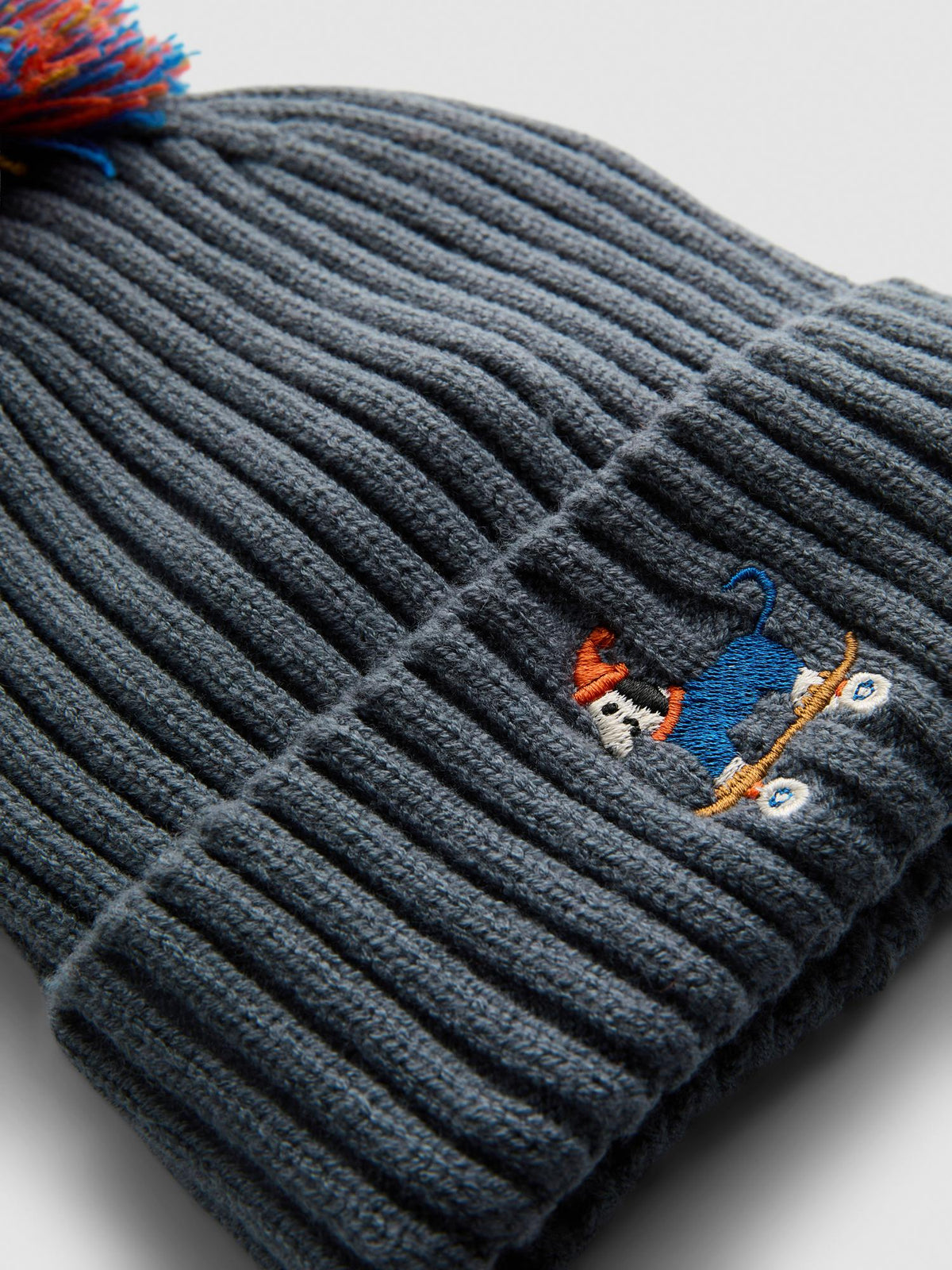 Dog Embroidered Pom Beanie - Multi