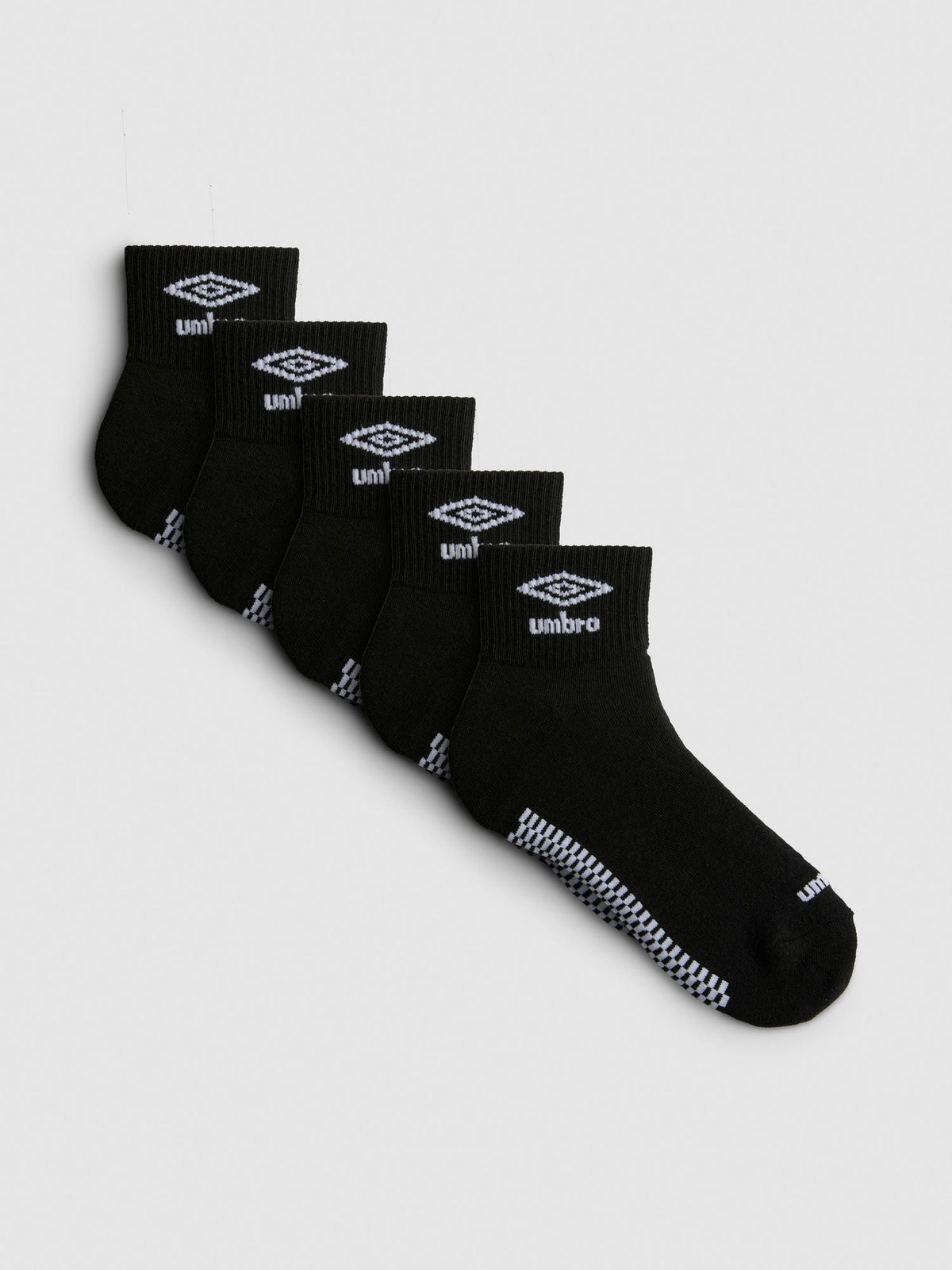 5pk Umbro Logo Quarter Socks - Black