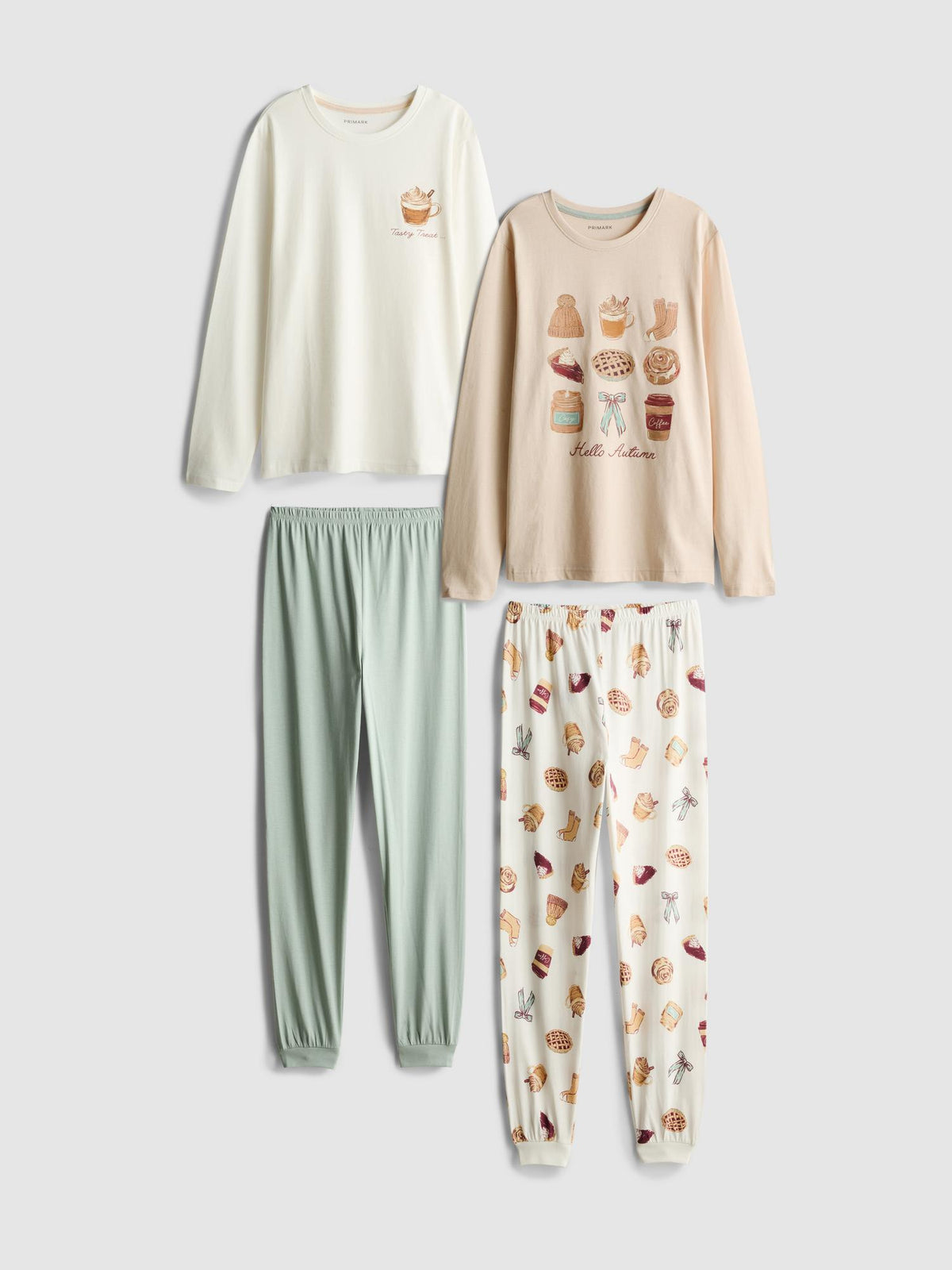 7-15yrs | 2pk Pure Cotton Pyjamas - Beige
