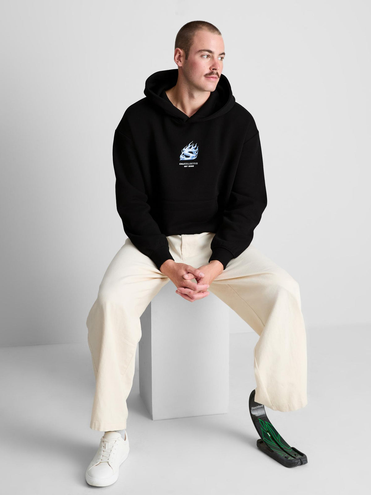 Cali Collective Cotton Blend Graphic Hoodie - Black