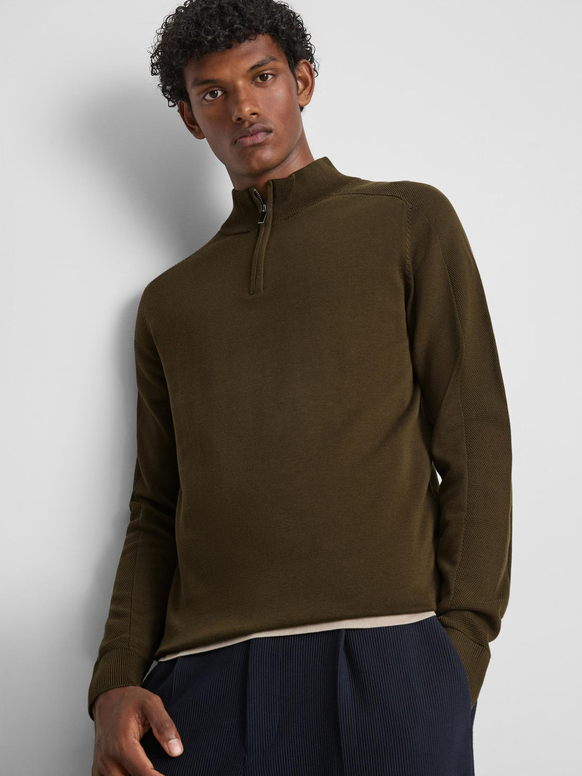 Quarter Zip Jumper - Khaki