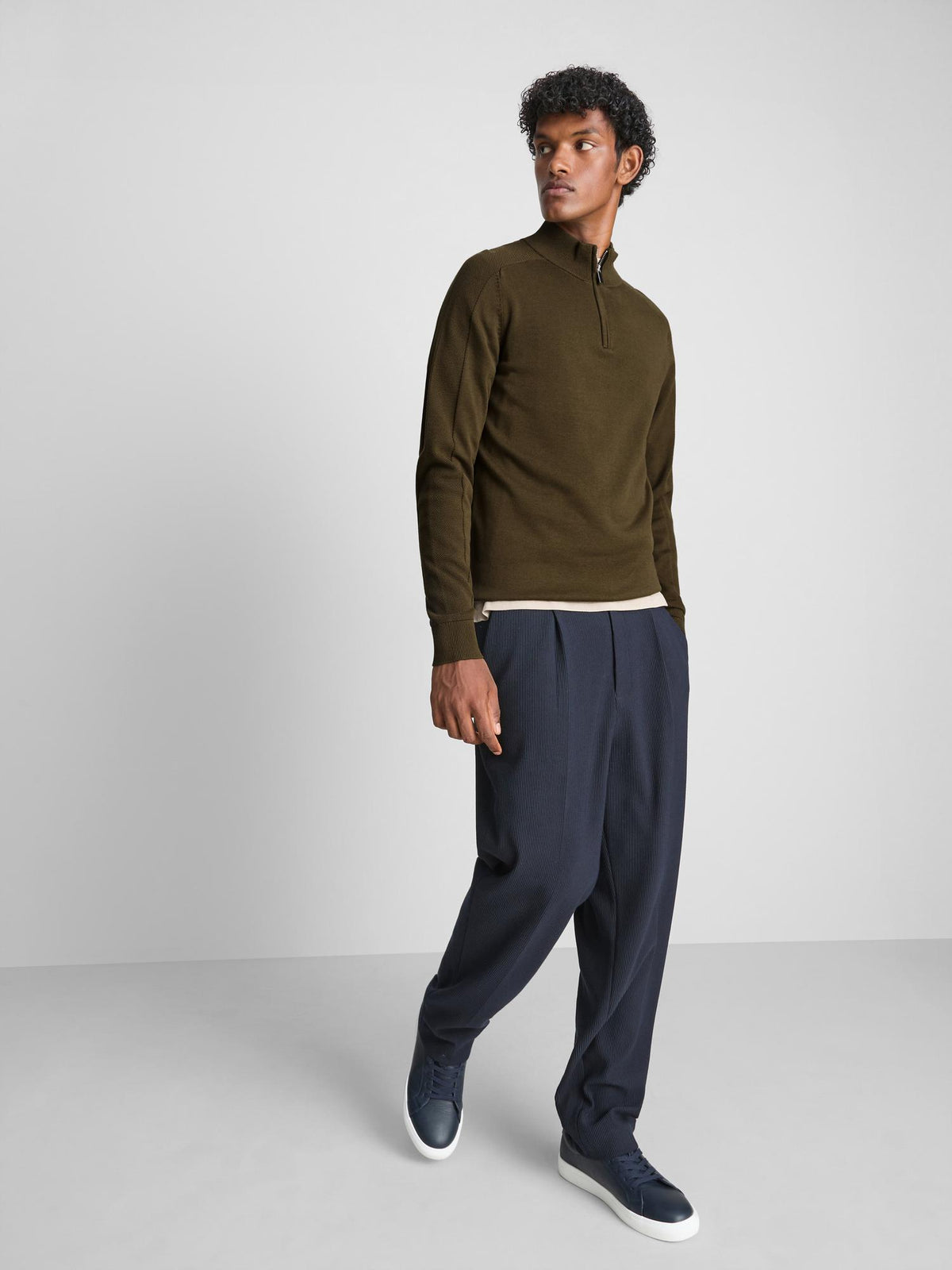 Quarter Zip Jumper - Khaki