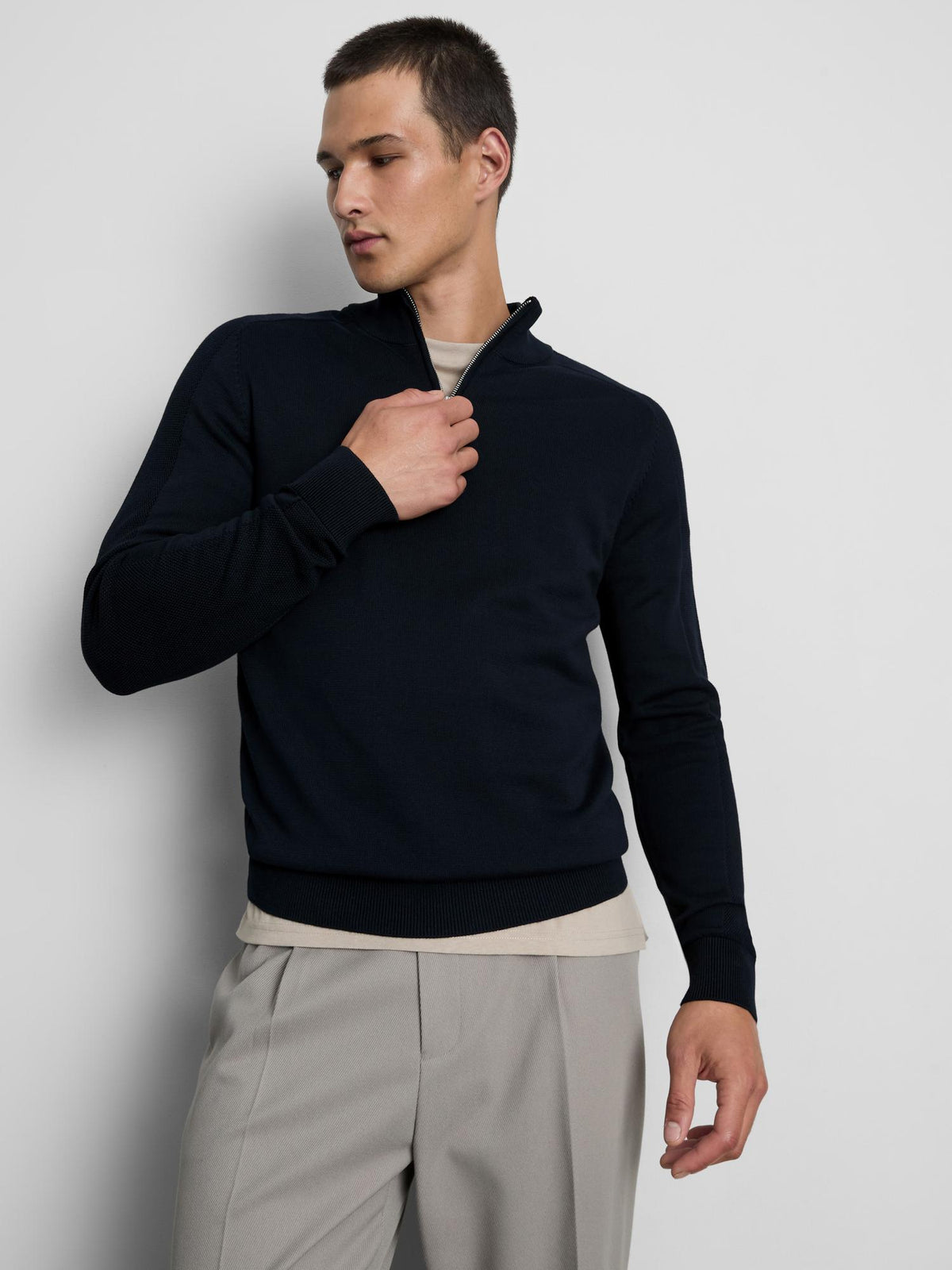 Quarter Zip Jumper - Navy
