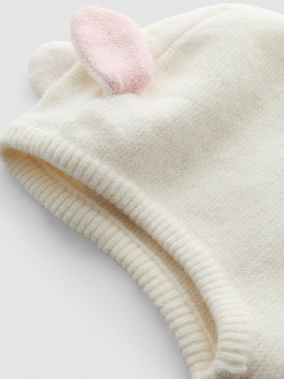 Knitted Bunny Ear Balaclava - Cream