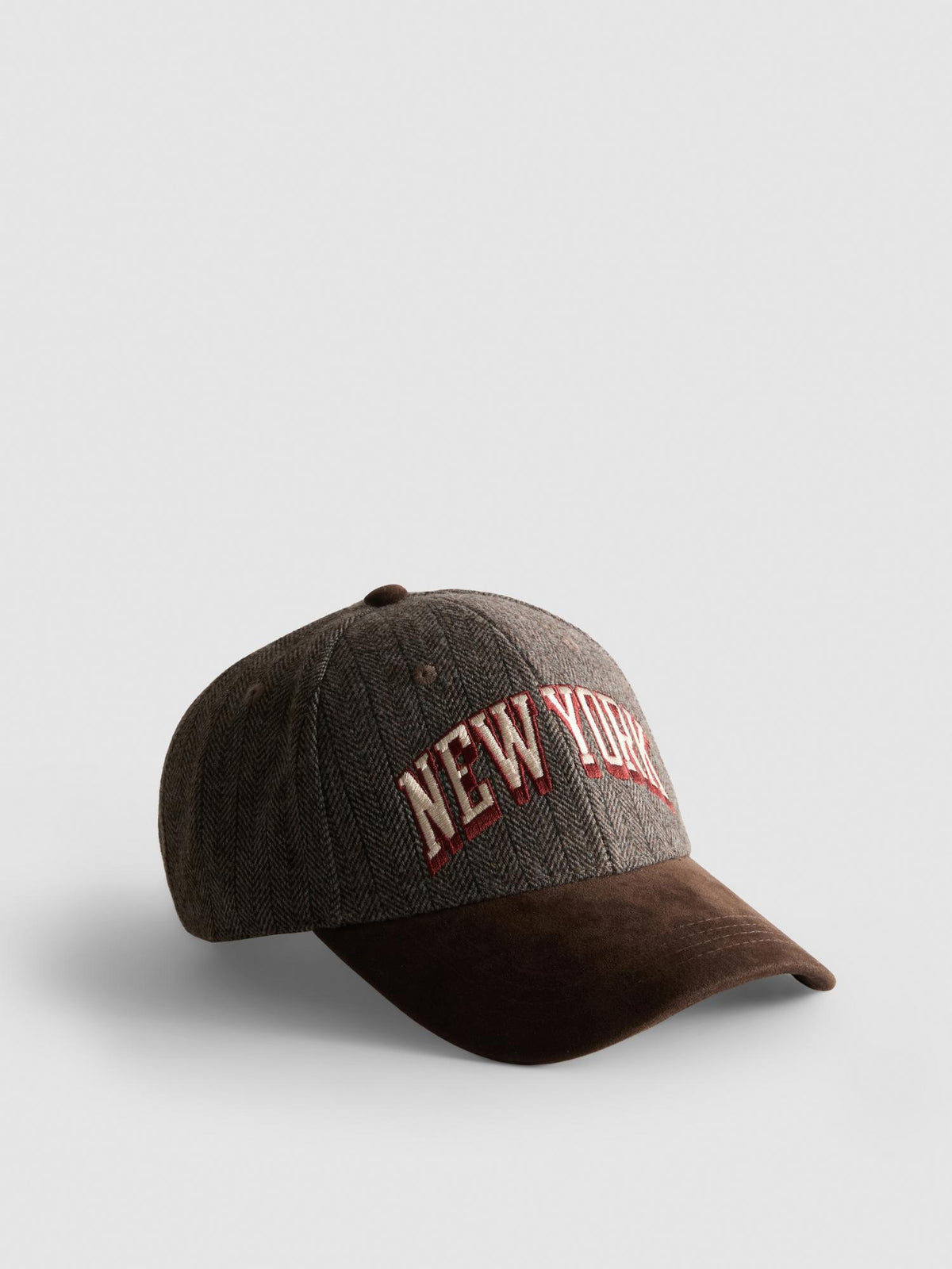 New York Herringbone Baseball Cap - Chocolate