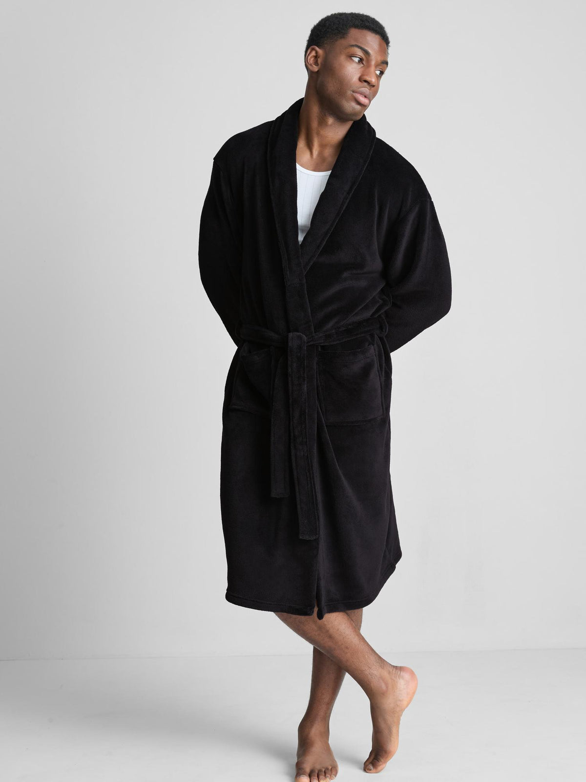 Soft Touch Dressing Gown - Black