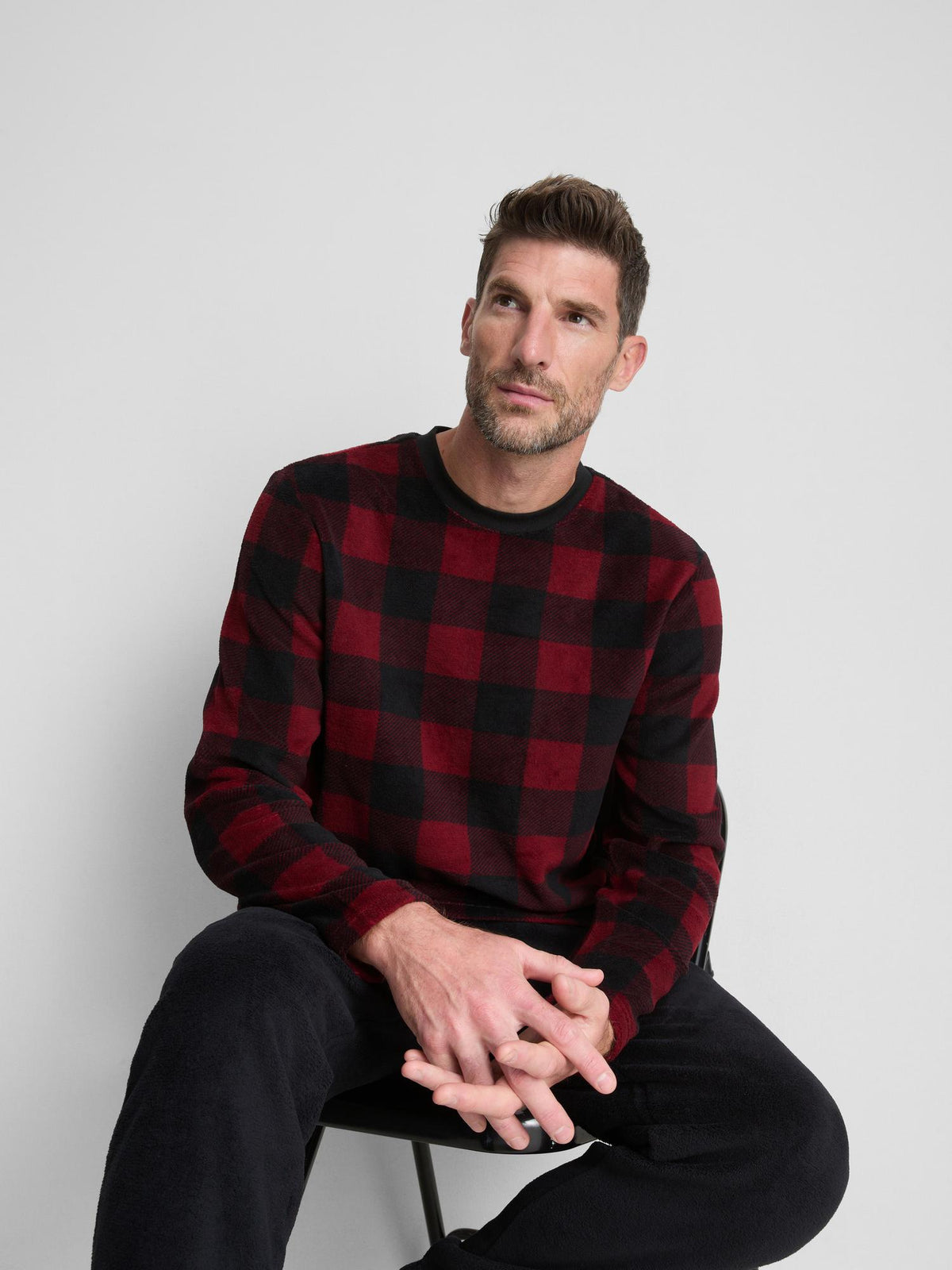 Check Fleece Pyjama Set - Red