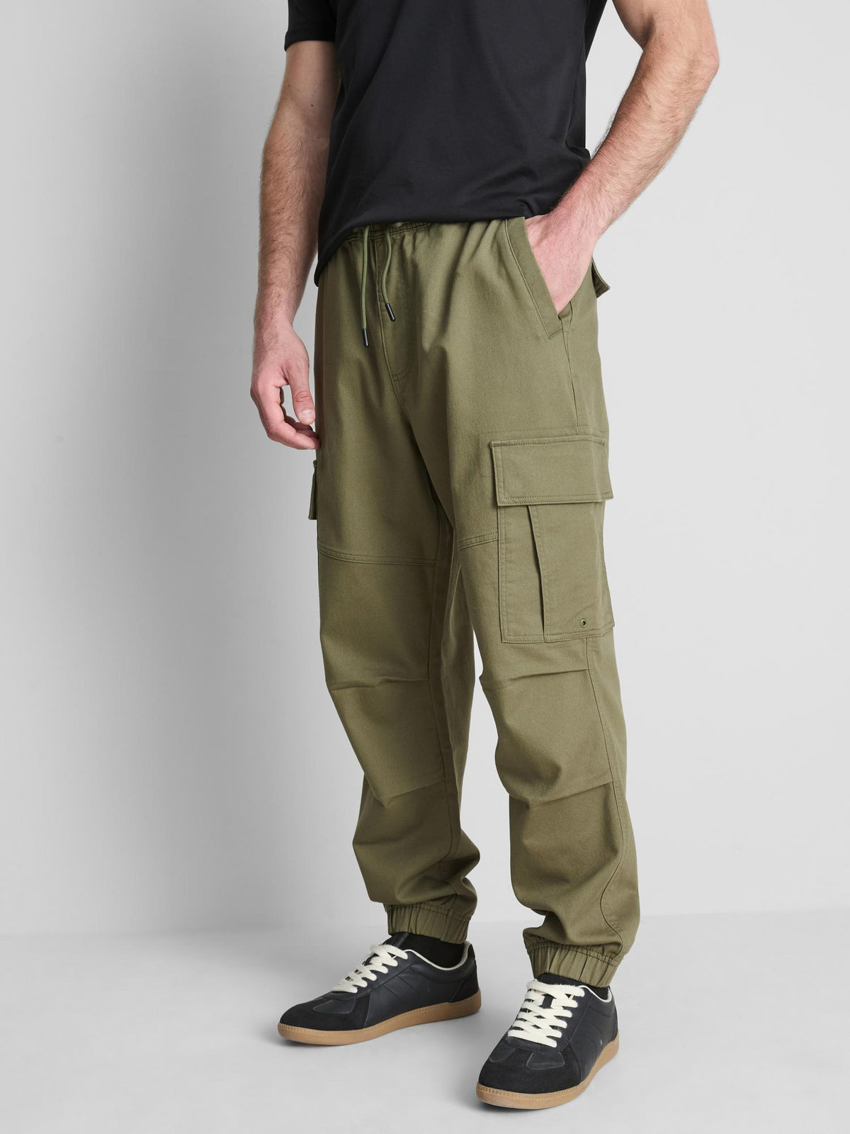 Drawstring Cargo Joggers - Khaki