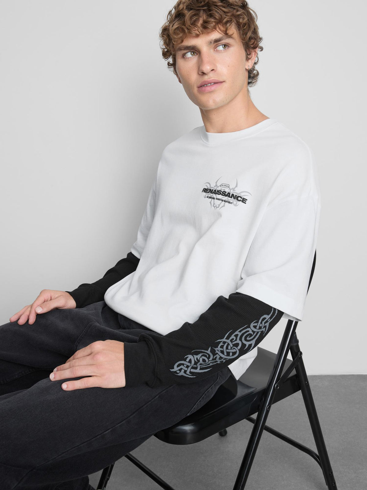 Renaissance Layered Sleeve T-Shirt - White
