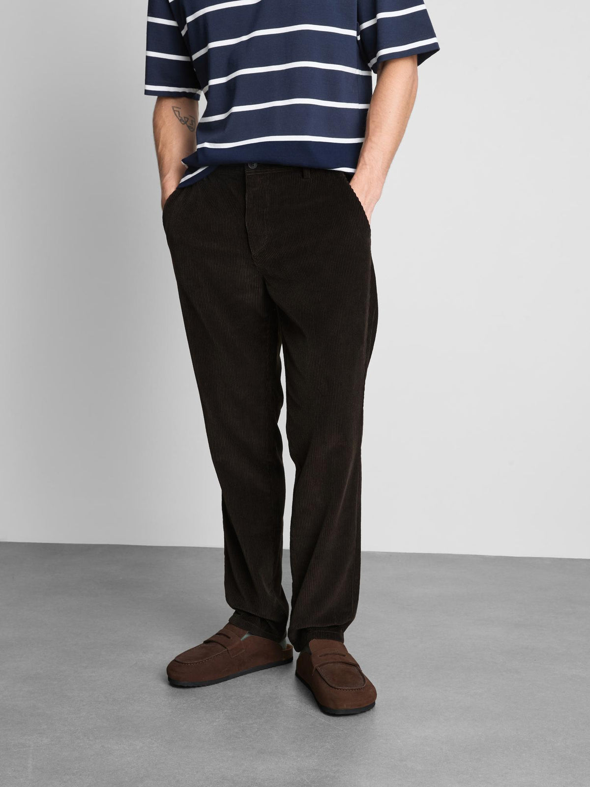 Pure Cotton Slim Fit Corduroy Trousers - Brown