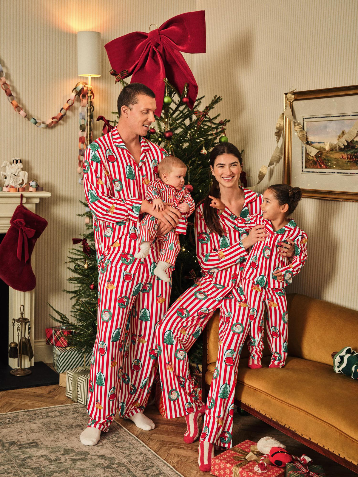 Men’s Santa Stripe Family Christmas Pyjamas - Red