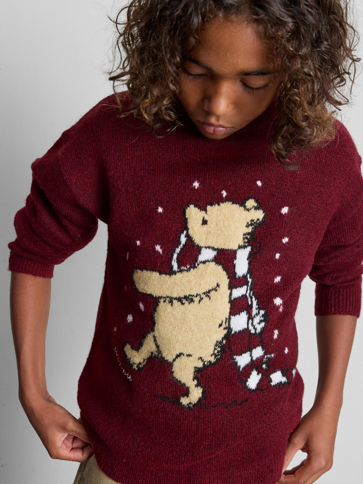 7-15yrs | Disney’s Winnie the Pooh Christmas Jumper - Burgundy
