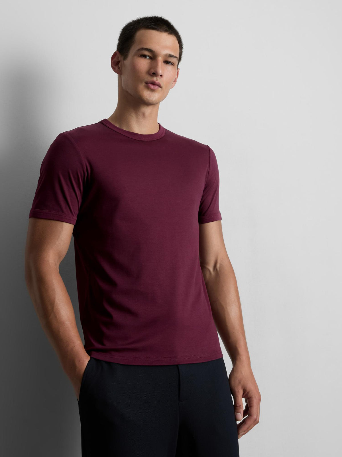 The Edit Slim Fit Crew Neck T-Shirt - Burgundy