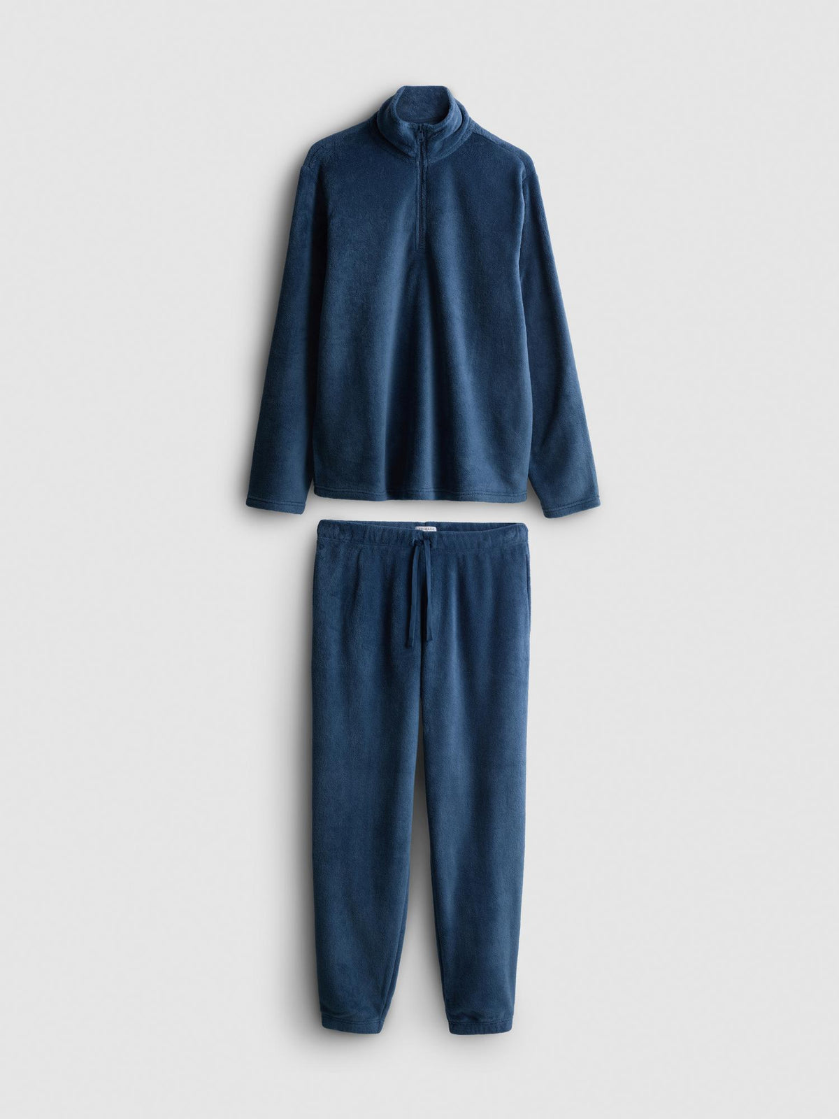 Quarter Zip Fleece Pyjama Set - Blue