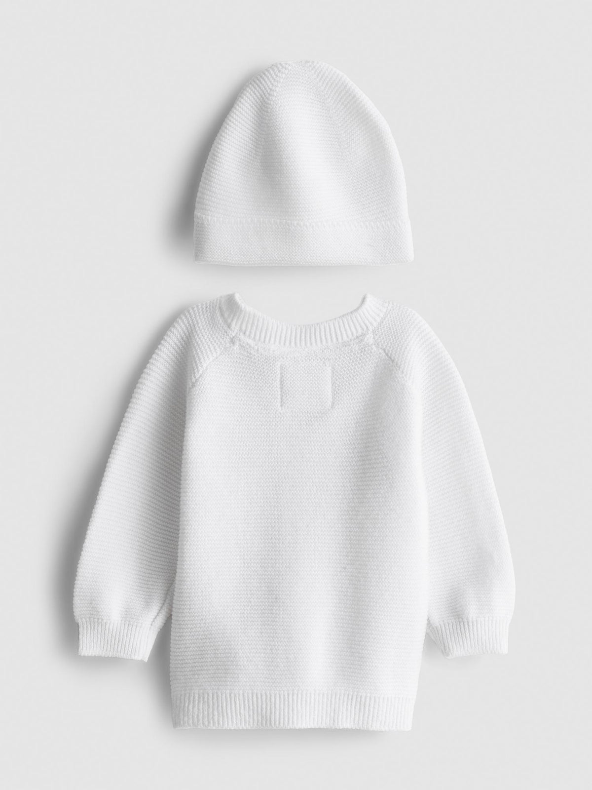 Pure Cotton Premature Baby Cardigan and Hat Set - White