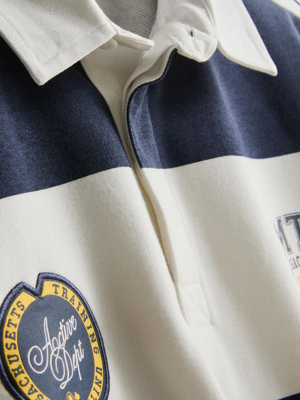 Boston Striped Long Sleeve Rugby Shirt - Navy
