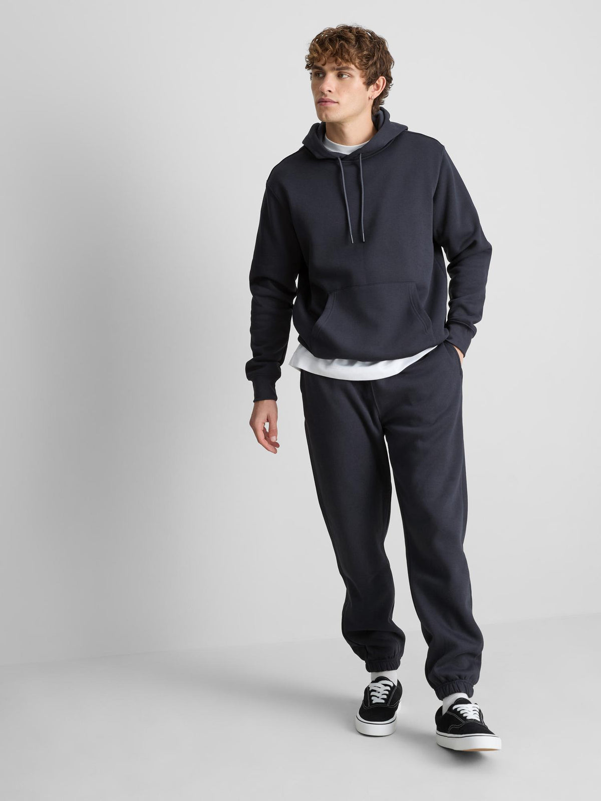 Plain Hoodie and Joggers Set - Navy