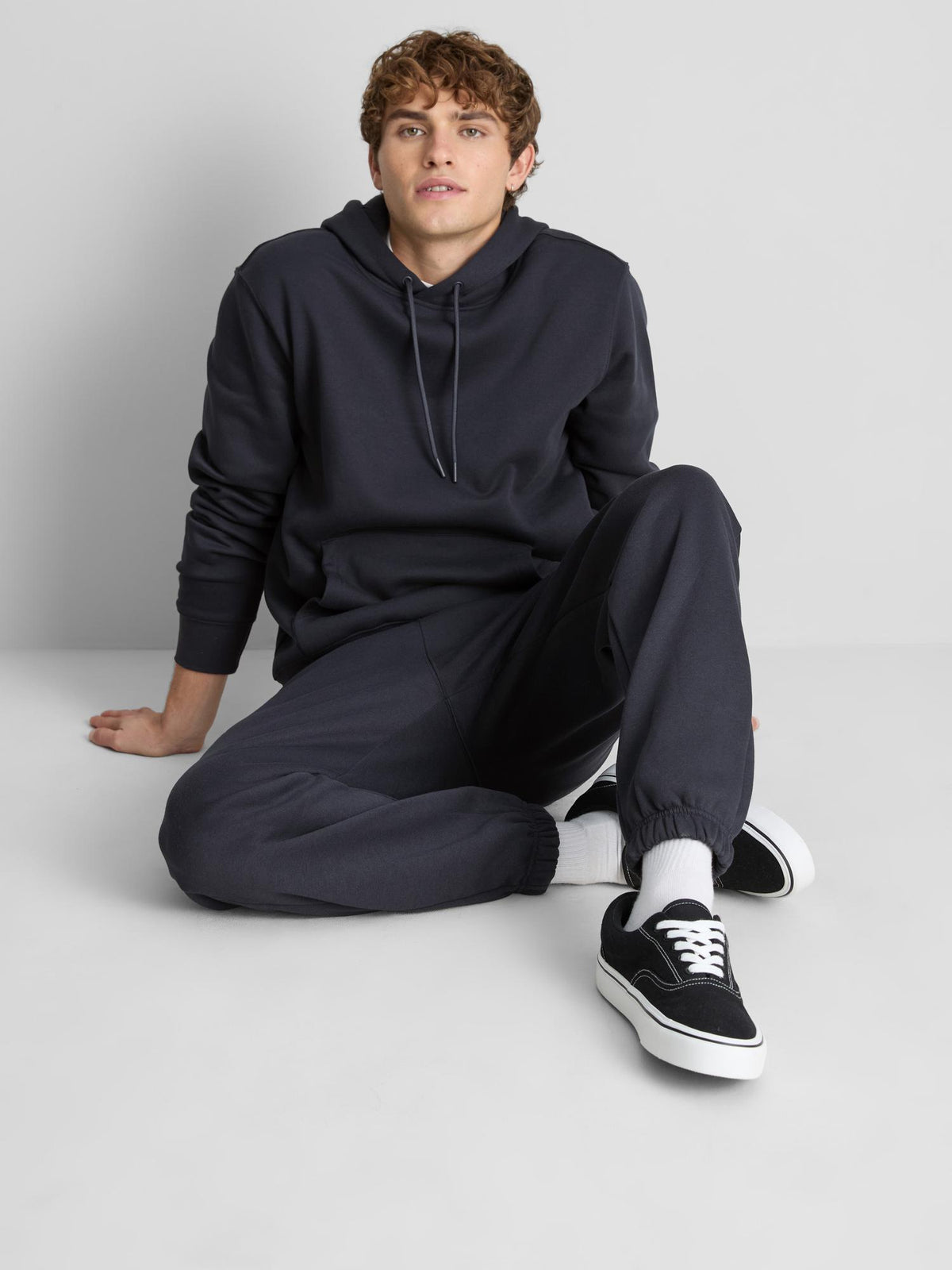 Plain Hoodie and Joggers Set - Navy