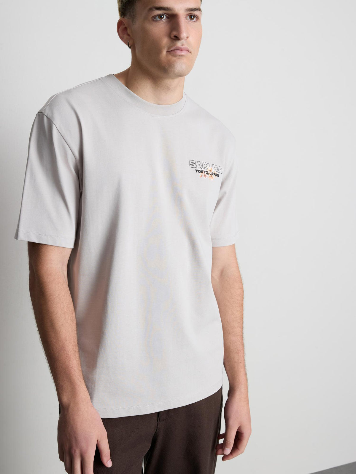 Sakura Back Graphic T-Shirt - Grey