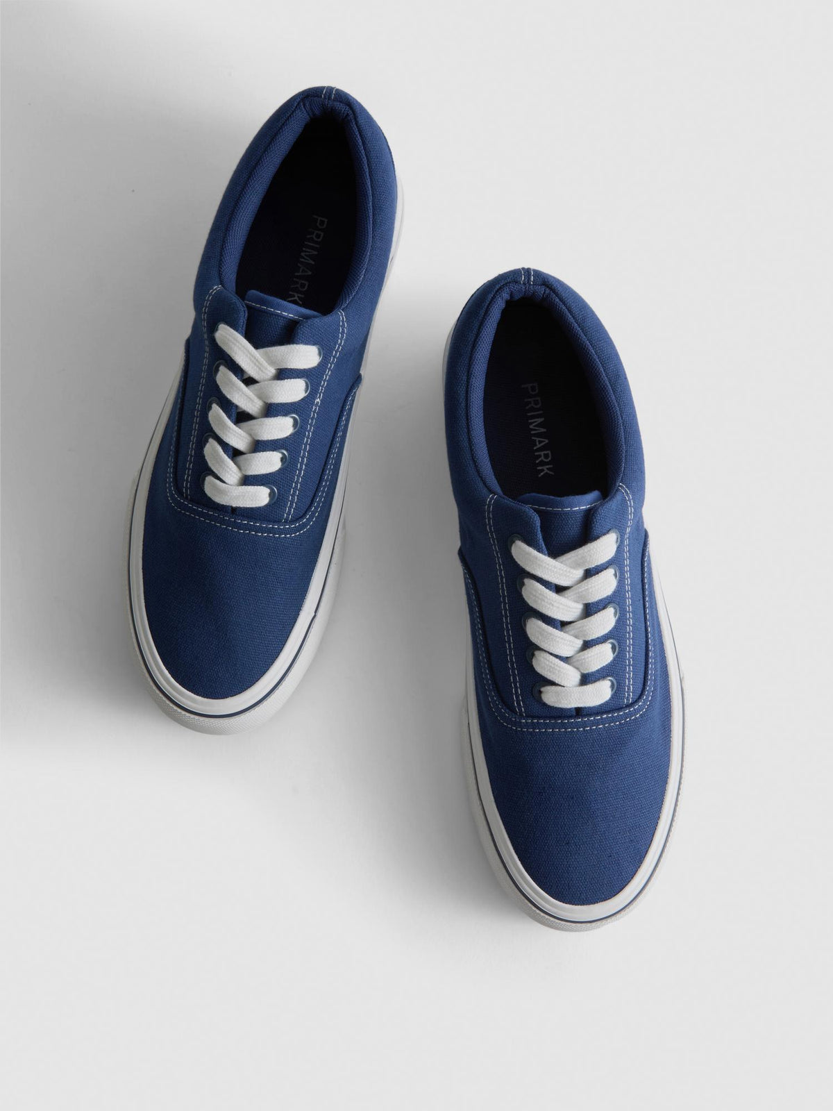 Contrast Lace-Up Canvas Trainers - Navy