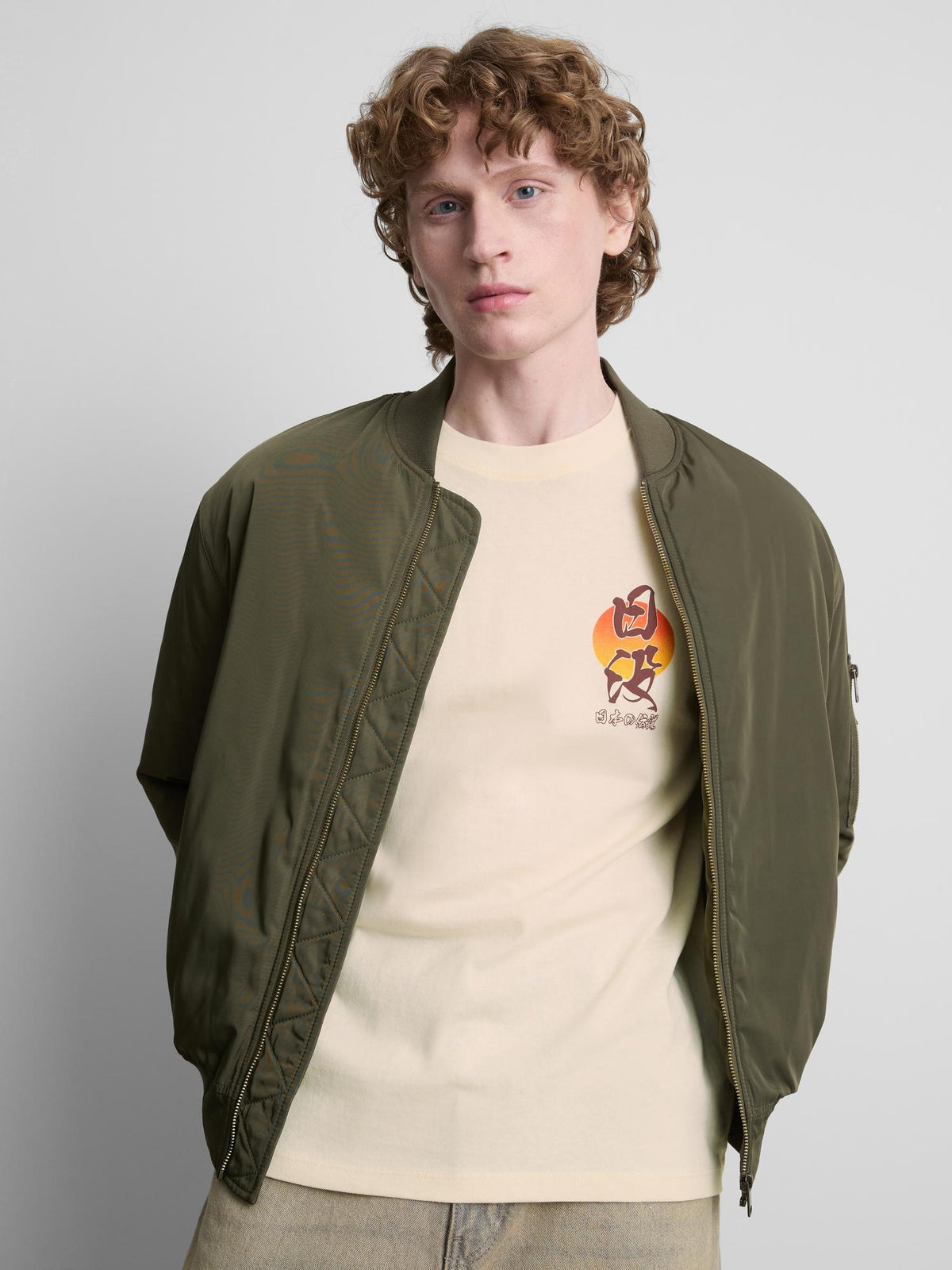 Pure Cotton Japanese Landscape Graphic T-Shirt - Ecru