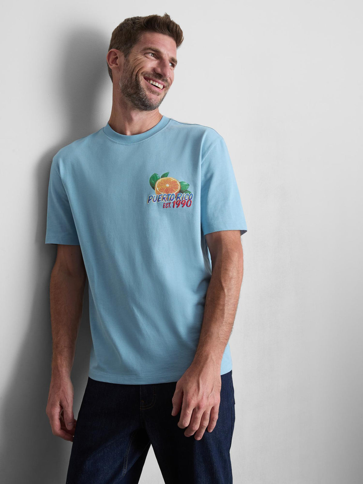 Pure Cotton Puerto Rico Graphic T-Shirt - Blue