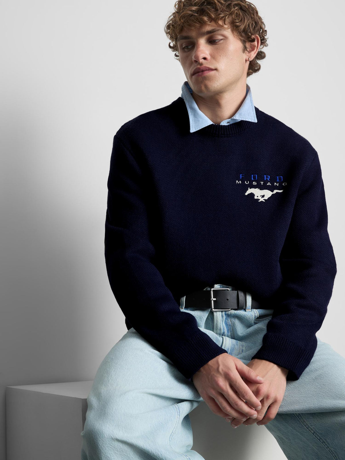 Ford Mustang Knitted Jumper - Navy